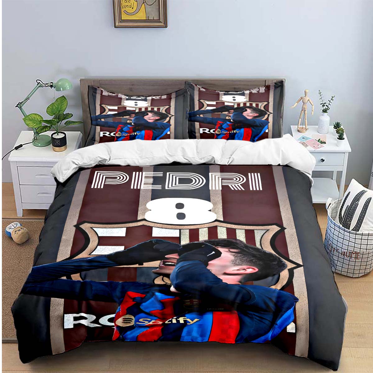 

Spain Fashion Football Star P-Pedri Print Bedding Sets Bed Supplie Set Comforter Set Teens Girls Twin Single Kid Gift AU Double(180*210cm)3pcs
