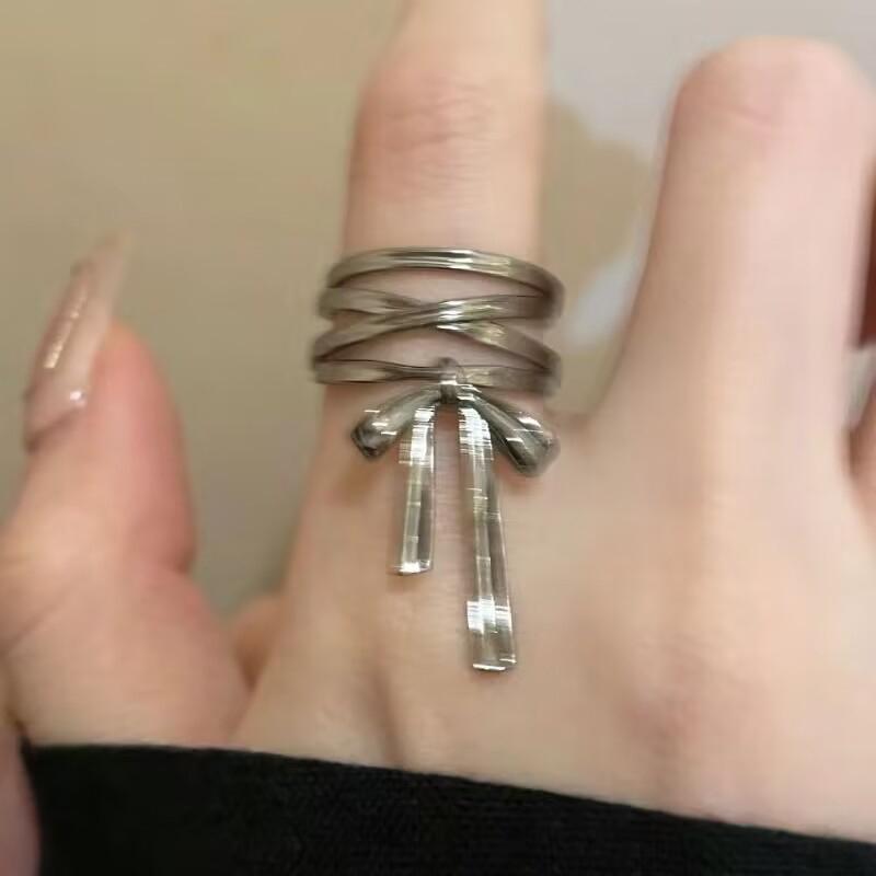 

Элегантное кольцо с бантом в виде балетной ленты для женщин и девочек, легкое роскошное кольцо с милым бантом, регулируемые открытые кольца, ювелирные аксессуары, подарок чёрный