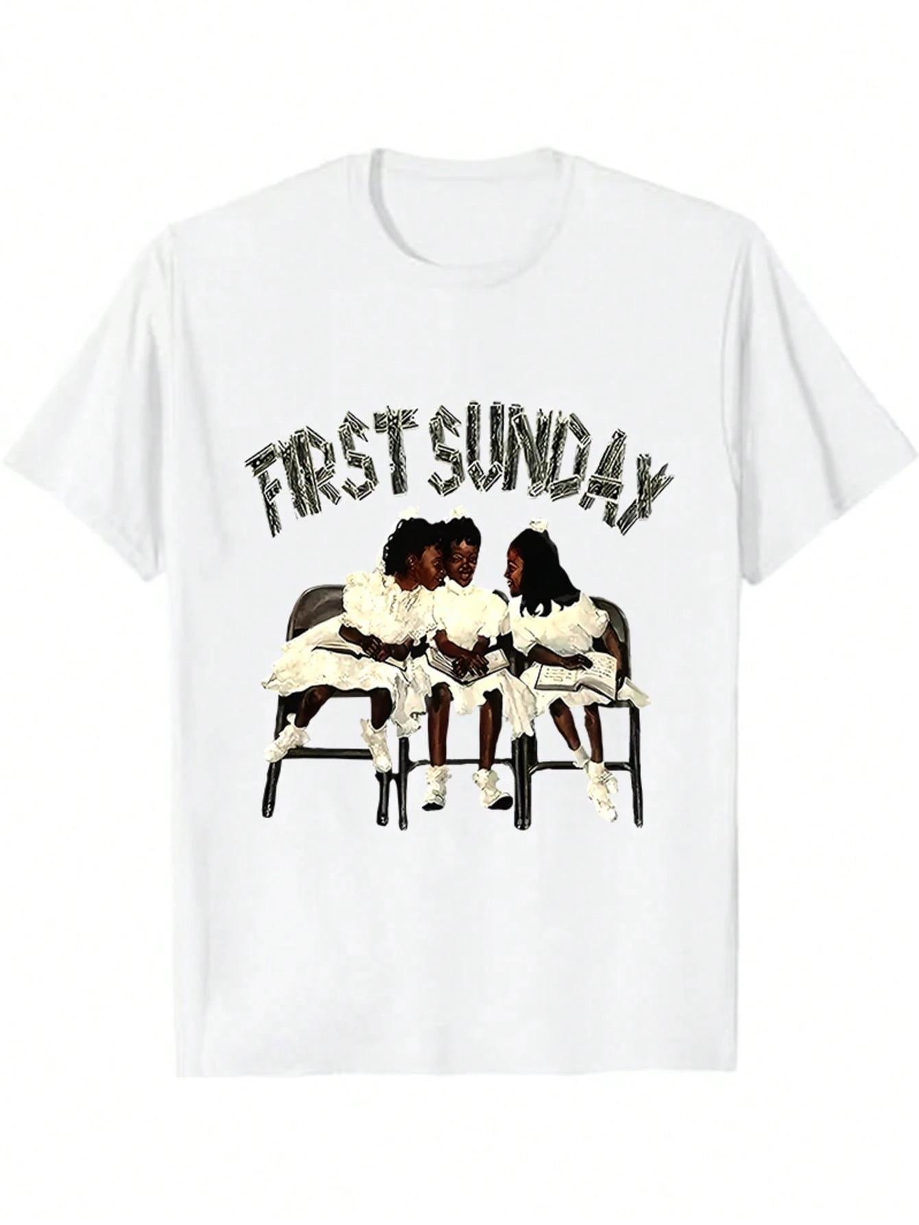 

First Sunday Graphic TShirt Vintage Crew Neck Tee Retro Summer Breathable Short Sleeve Casual Womens TShirt S