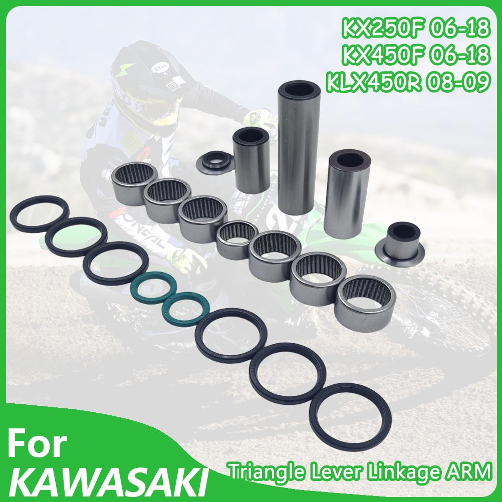 For KAWASAKI 06-18 Motorcycle Linkage ARM Triangle Lever Bearing Oil Seal Bushings Kit KX250F KX450F KLX450R Maintenance Kit