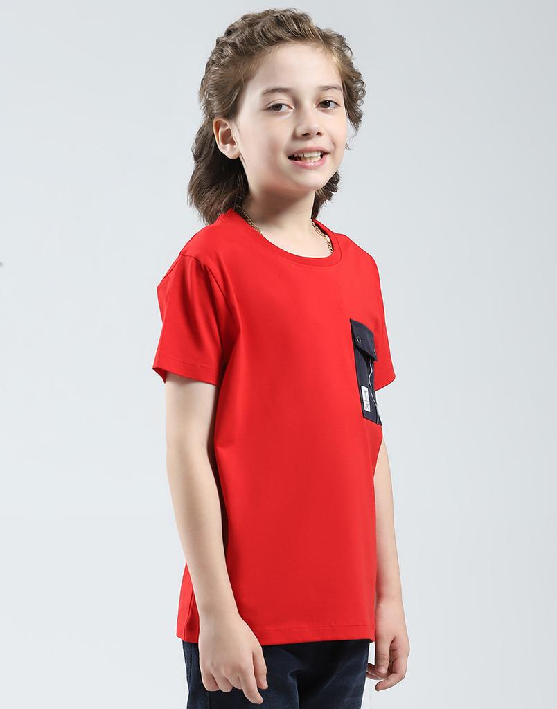 MONTE CARLO Boys Solid Regular Fit Round Neck Half Sleeve T-Shirt