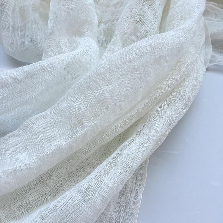 Popular Flax Plant Dyed White Scarf Summer Sunscreen Silk Silk Scarf Solid Color Cotton And Linen Shawl