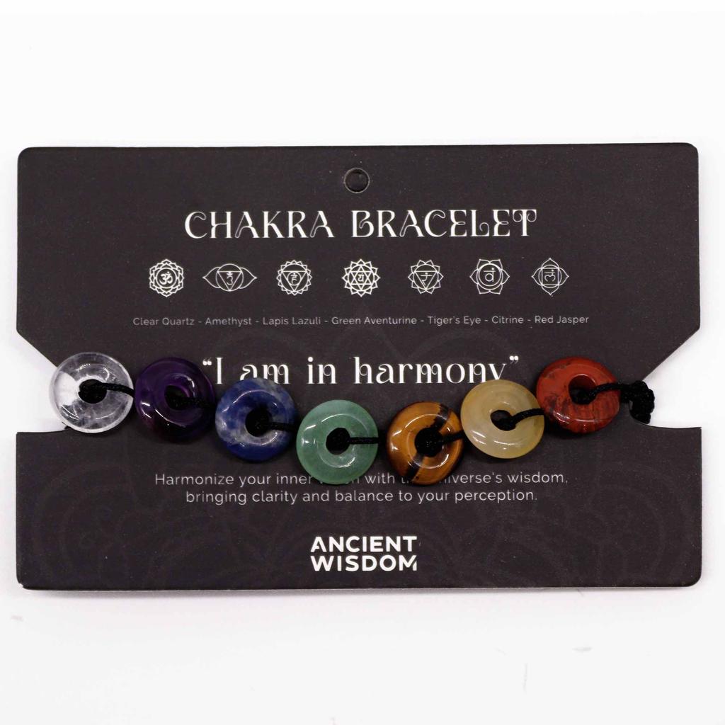 Braccialetto Pietre Chakra, Perline Donut Regolabili