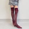 Fishnet Stockings Ballet Laces Up Thigh High Stockings Nylon Over the Knee Socks for Women Girls
