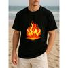 European sizes Flame Pattern, Edgy and Unique Style Fashionable Printed Cotton T-shirt, Short-sleeved Top, Versatile Casual Style