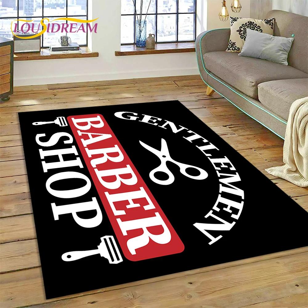 Módní logo holičství Lebka Vintage Koberec Kobereček pro Ložnici Obývací Pokoj Domácí Dekorace Pohovky, Dětská Hra Velká Dekorační Podložka na Podlahu