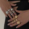 Irregular Liquid Metal Open Ring Set Alloy Electroplated Geometric Minimalist Stackable Finger Rings For Women Daily Fashion Adjustable Jewelry