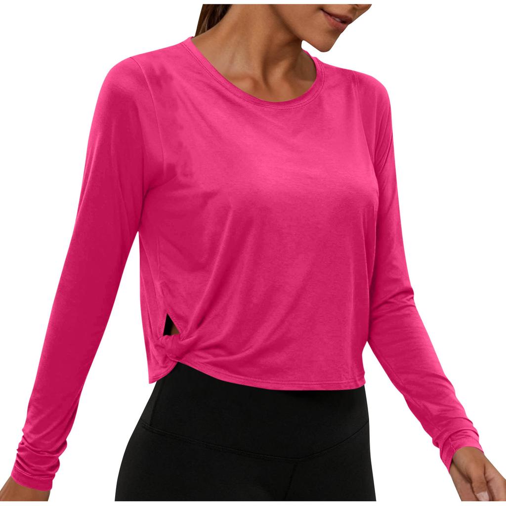 Womens Spring Tops Long Sleeve Crewneck Basic Lightweight Summer Shirts for Women Casual Loose Fit Style Womens Summer Shirts