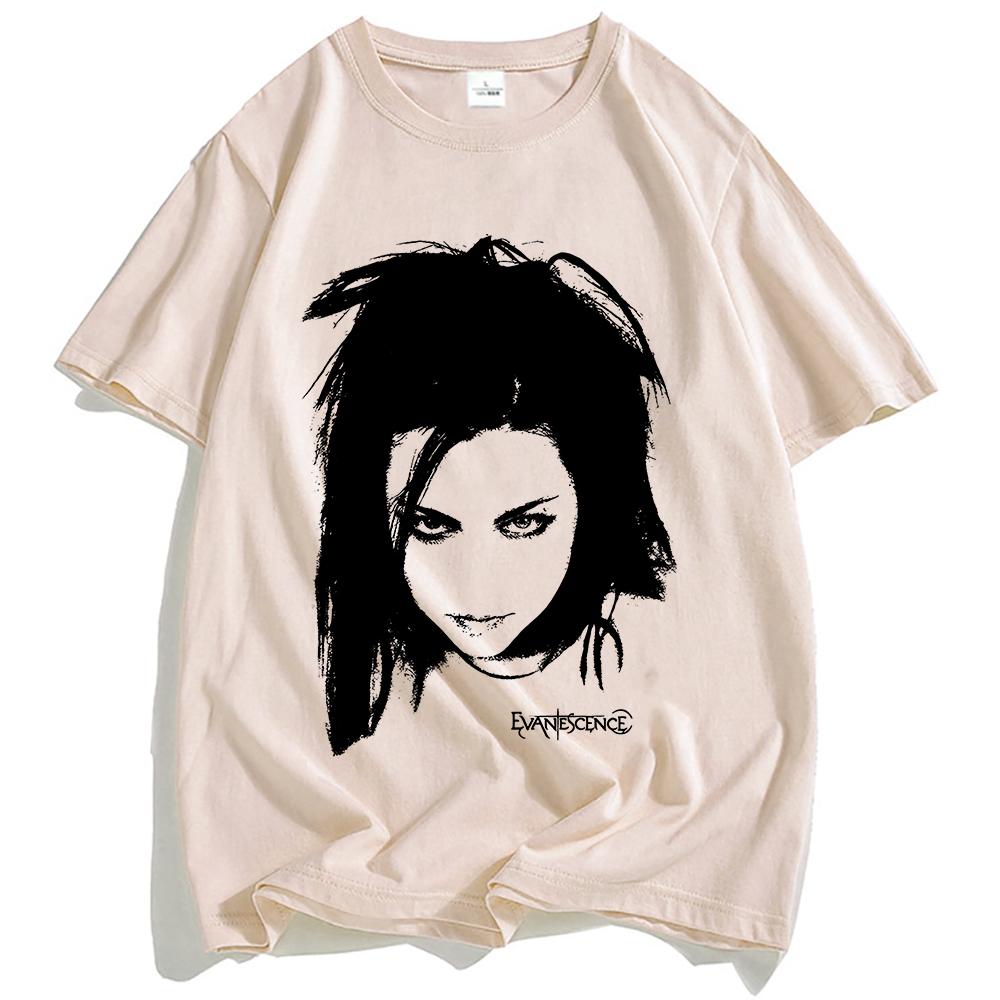 EVANESCENCE Amy Face Tee Rock Band Fashion Hip Hop T-shirt Unisex Streetwear Short Sleeve Cotton Men/Women T Shirt Clothing