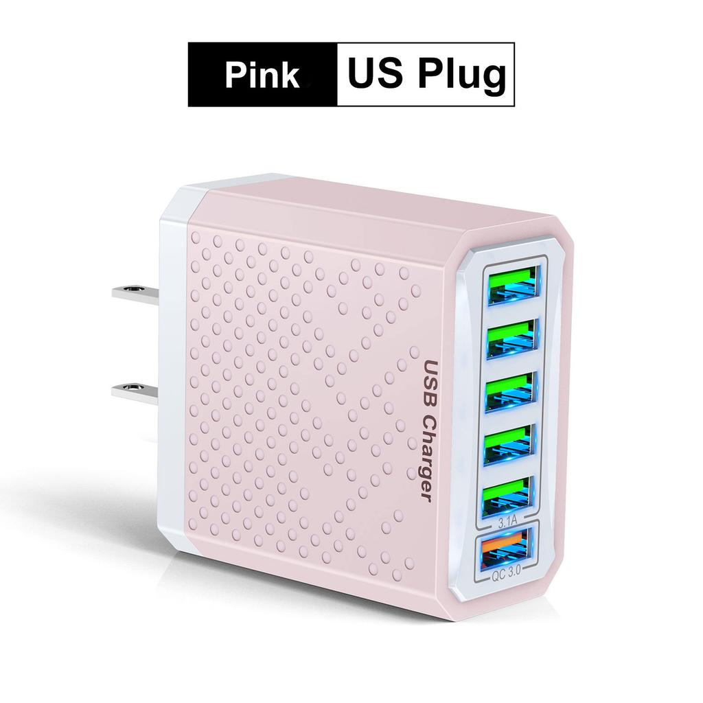 6 Ports 3.1A USB Fast Phone Charger Adapter 6 In1 Mulit EU/AU/US Plug Travel Charger For iPhone Xiaomi QC3.0 Quick Charge