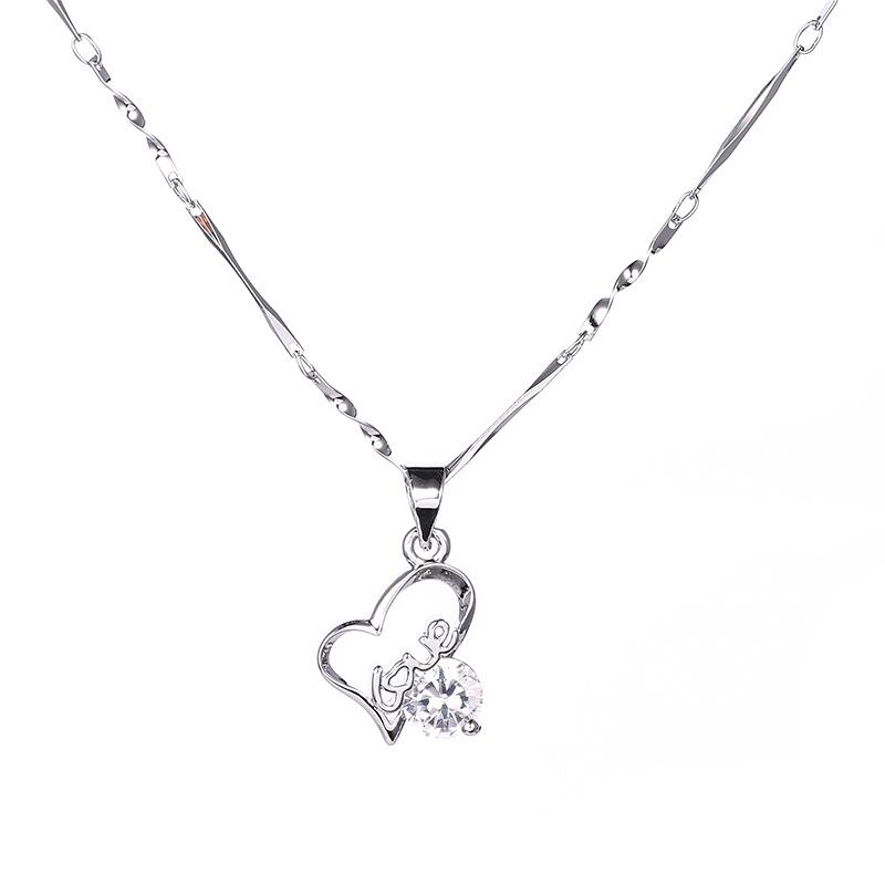 Necklace Collection, Color-Preserving Zircon Necklace, Simple Temperament, Geometric Heart-Shaped Necklace For Women