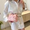2025 Summer Model, Bow Small Fresh Draw Belt Large Capacity Soft Surface Pleated Chain Bucket Crossbody Shoulder Women's Bag