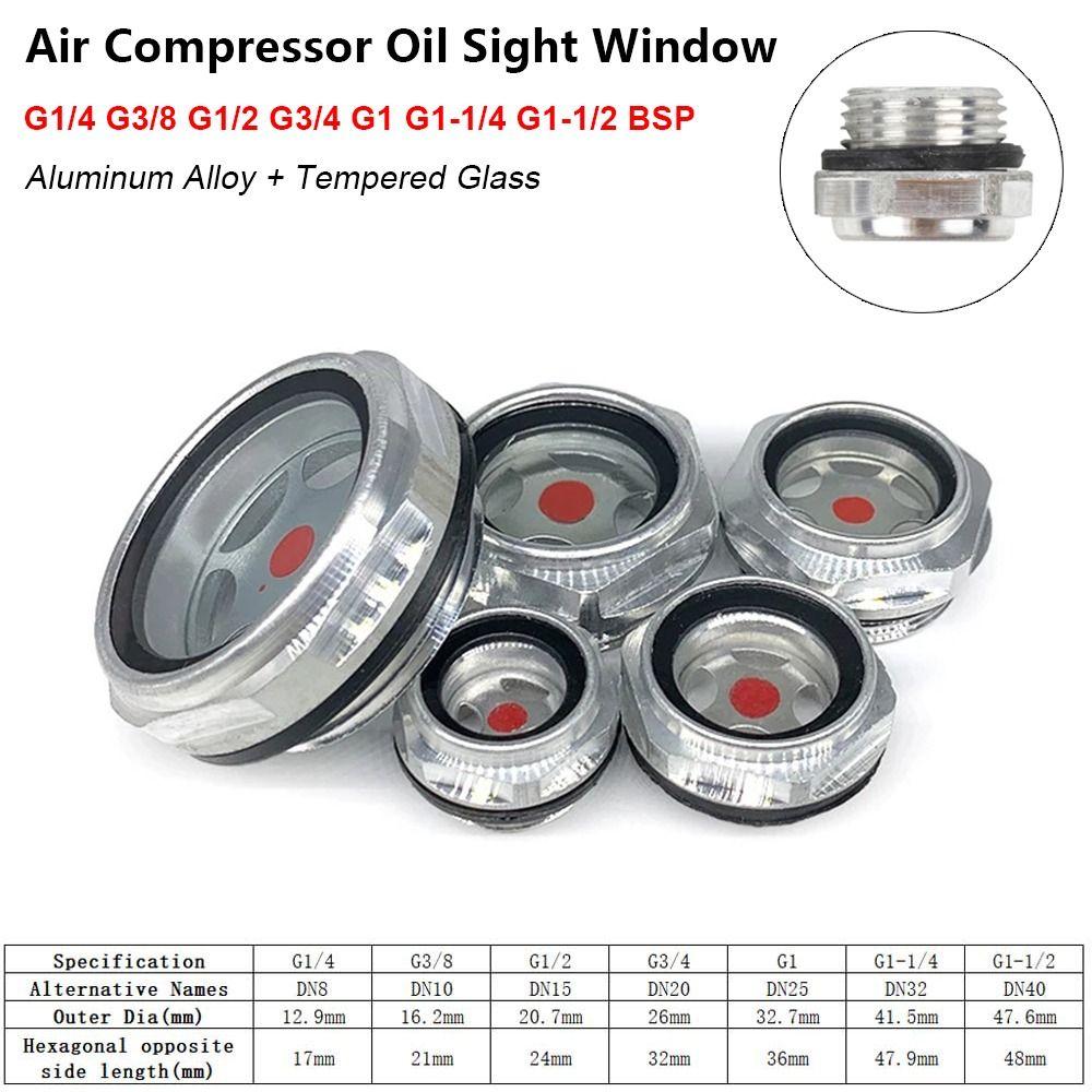 1Pcs G1/4 G3/8 G1/2 G3/4 Oil Sight Window Male Thread Aluminum Oil Level Sight Glass Tempered Glass G1 G1-1/4 G1-1/2 BSP NPT