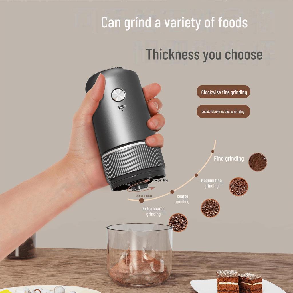 Kabellose, über USB wiederaufladbare, tragbare Kaffeemühle für den Heim- und Außenbereich