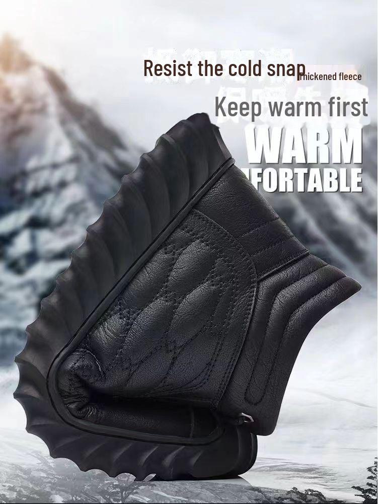 Férfi magas szárú bőr hócsizma: Téli pamut, bársonybéléssel, vastag gyapjú, lezser, divatos dizájn