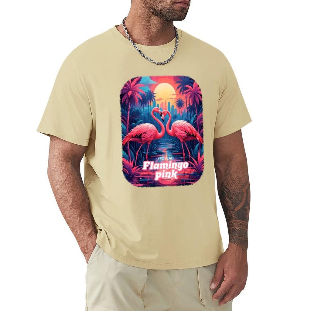 Flamingo Pink T-Shirt Graphic Tee Shirt Funnys Men Clothes