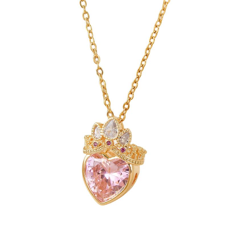 Collar con Colgante de Corona de Princesa para Mujer Joyería para Bodas y Fiestas Escola Blair Corona Rapunzel Collar Chapado en Oro Regalo para Ella