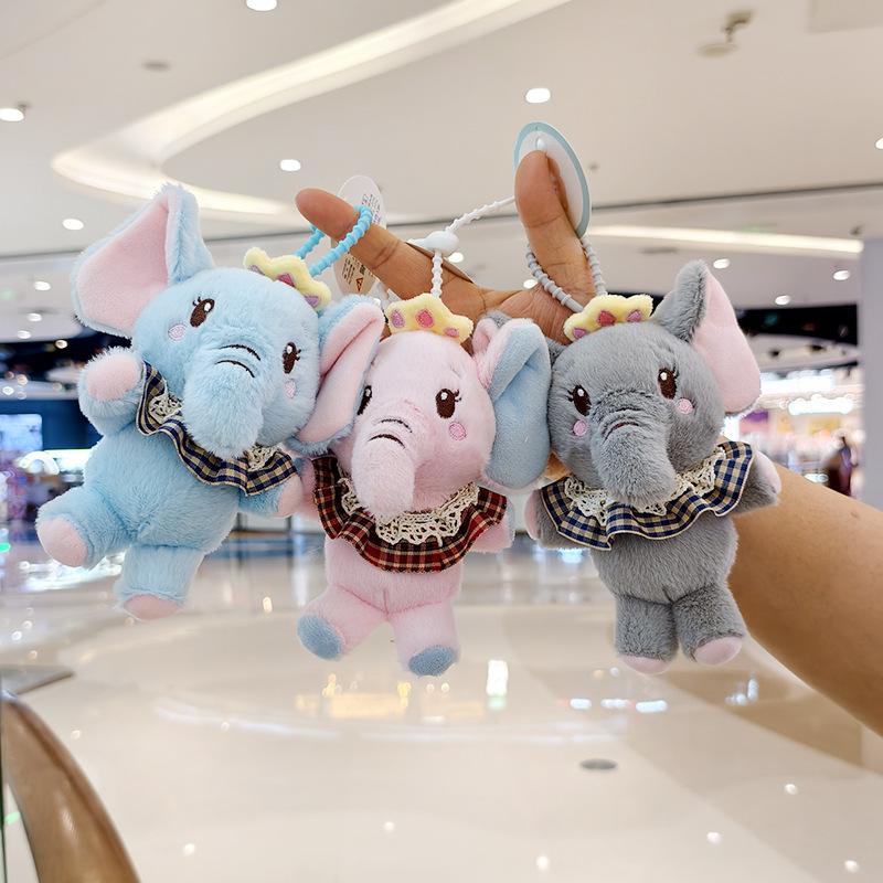 Cute Long Trunk Elephant Pendant Plush Stuffed Toy Doll Bag Pendant Keychain Cloth Jewelry Accessory Keyring Gift Decoration