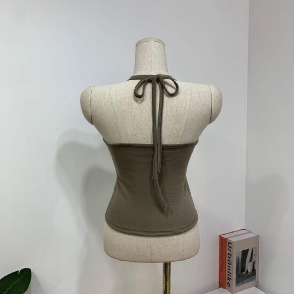 C S In The Room 1 + 1 Ata Strap halterneCk Tank Top 4Color