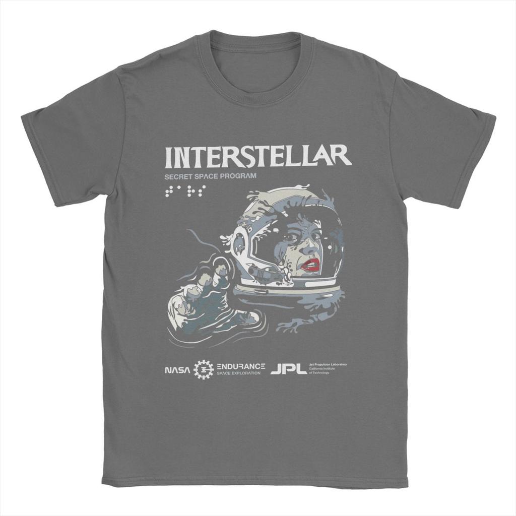 Men Interstellar Wormhole Handshake T Shirt Pure Cotton Tops Vintage Short Sleeve Round Neck Tees Graphic T-Shirt