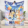 Bluey's Colorful Adventure Personalized Name Blanket Cozy Personalized Blanket Soft & Cozy Versatile for Nap Couch Picnics Chair