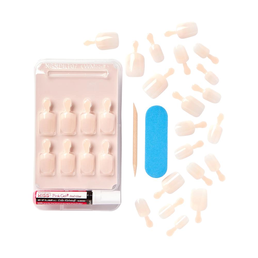 Naturalne sztuczne paznokcie manicure + klej Nude Nails KAN01 Kiss 28 szt