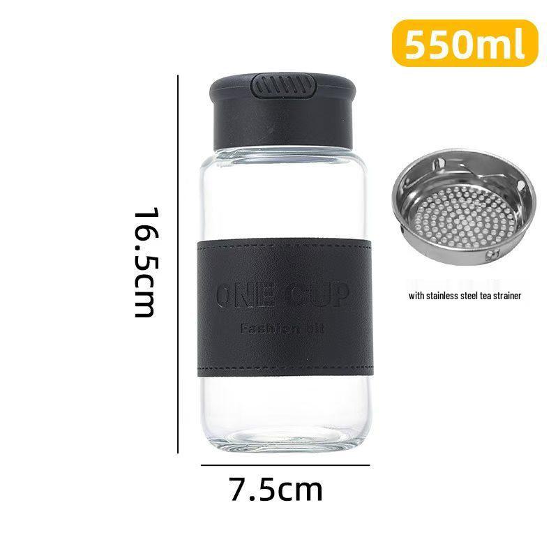 Leak-Proof High-Value Glass Water Cup with Lanyard, Portable Leather Case, and Heat Insulation for Tea Brewing - Ideal for Men, Women, and Students.