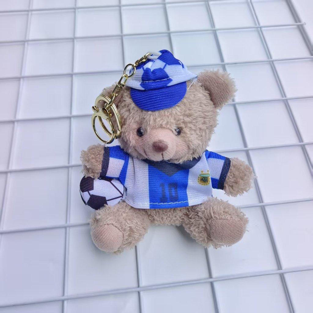 Plush Soccer Bear Keychain With Pp Cotton Filling For Kids And Teens