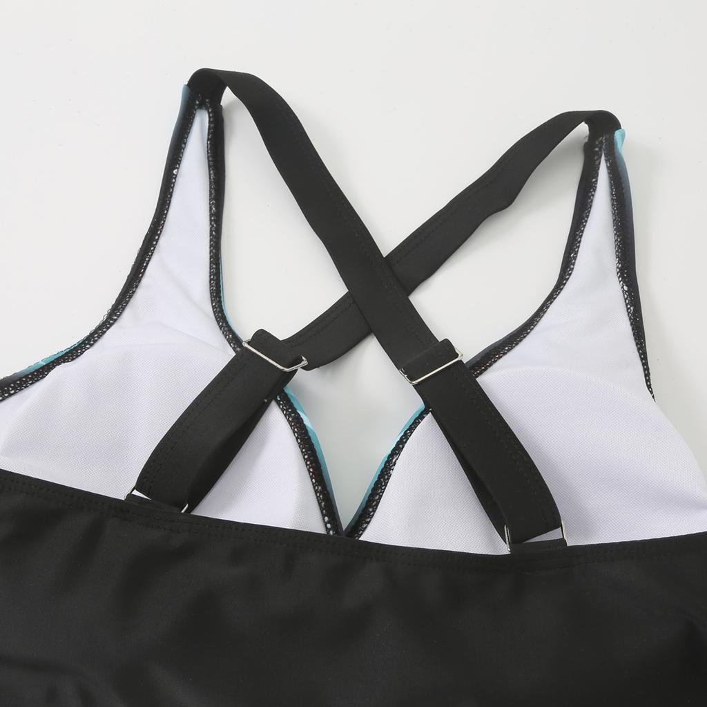 Ensemble de bikini à bretelles à poitrine haute pour femme Maillot de bain deux pièces Pringt Bikini Beachwear