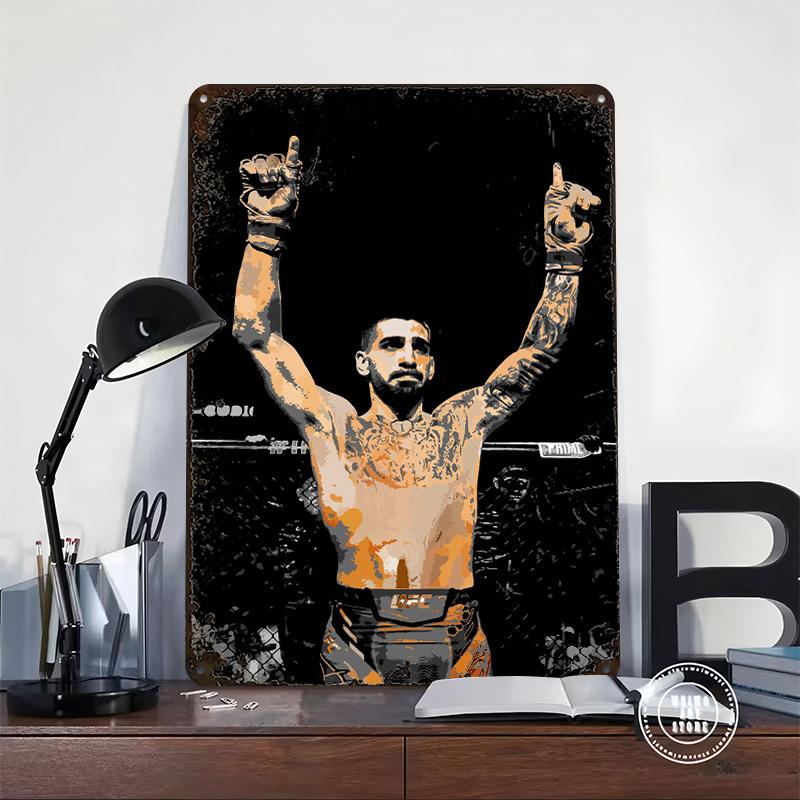 MMA Fighter Victory Printed Poster Customized Wall Art Retro Vintage Metal Tin Signs for Home Bedroom Decoration Gaming House