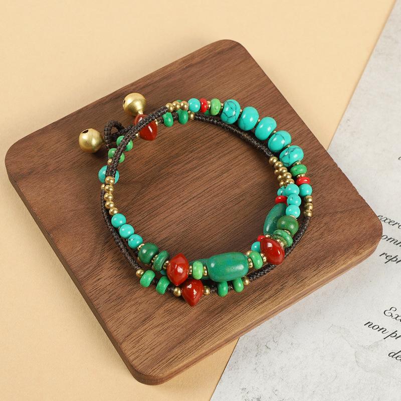 

Tibetan retro turquoise multi-layer bracelet niche Bodhi men s and women s bracelets Nepalese handmade necklaces