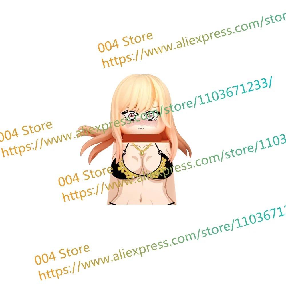 18+ Adult Building Block MOC Anime Action Figure Sexy Model Date Cartoon Swimwear Girl Hair Kit Ornament Toy Gift Collection F31