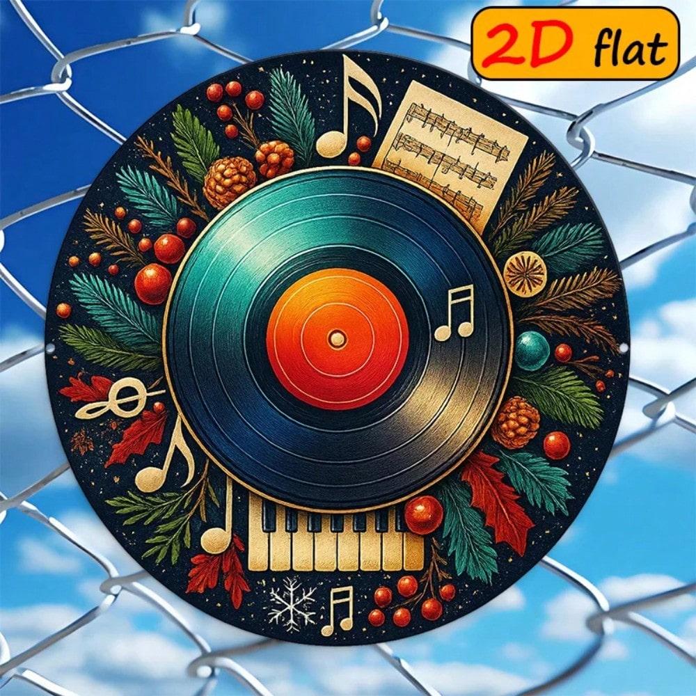 

Metal Wall Poster Round 20cm Christmas Piano Cone Berry Outdoor Gift Decor