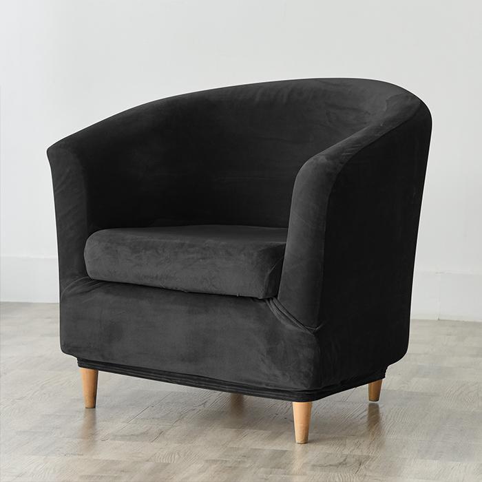 Club Armchair Cover, Velvet, Black