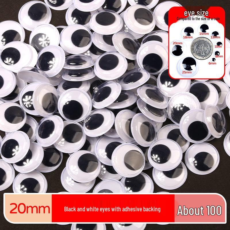 Kids' DIY Colored Eye Stickers for Crafting: Animal-Themed Black and White Eyeballs