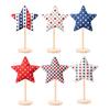 6 Pcs 4th of July Star Ornaments for Tiered Tray Decor, Patriotic Stuffed Fabric Star with Stand, American Blue