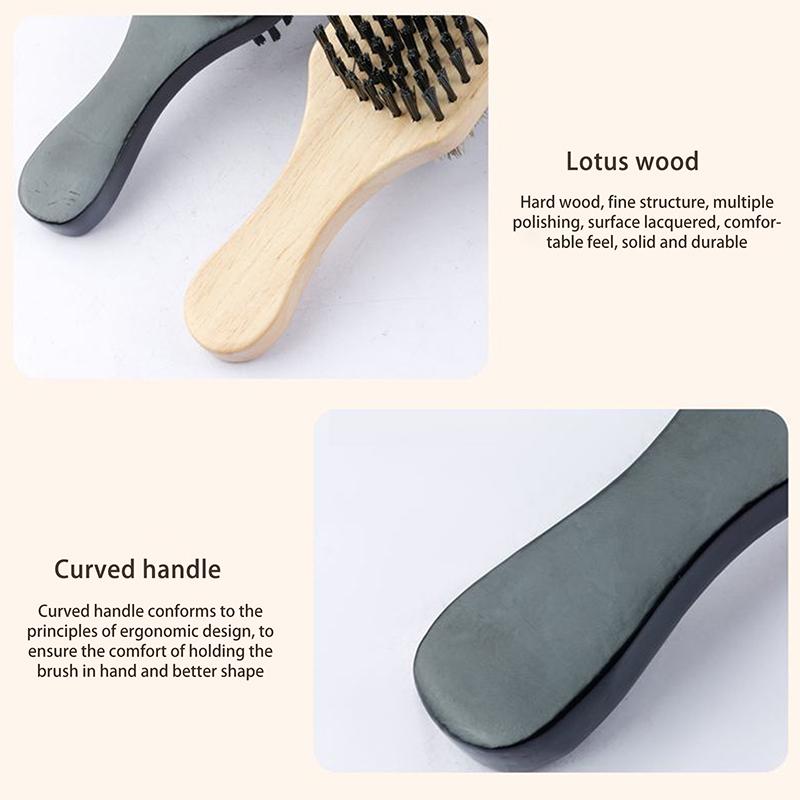 1Pcs Professional Soft Boar Bristle Dual Side Wood Beard Brush Men Mustache Comb Hairdresser Brush