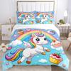 Rainbow Unicorn Fantasy Print 3Pcs Bedding Setduvet Cover With 2 Bedropillowcase Home Birthday Gift