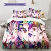 Demon Slayer Anime Pattern Bedding Quilt Set Quilt Cover Pillowcase Home Birthday Gift(1 * duvet cover + 2 * pillowcase, without core)
