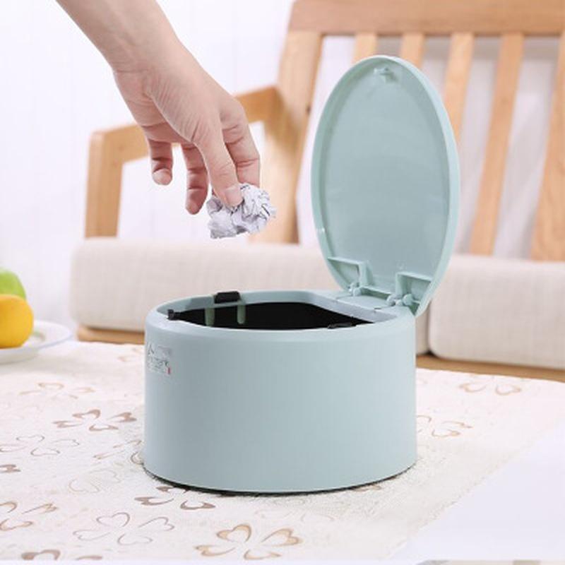 Desktops Mini Waste Bins Creative Covered Kitchen Living Room Trash Can