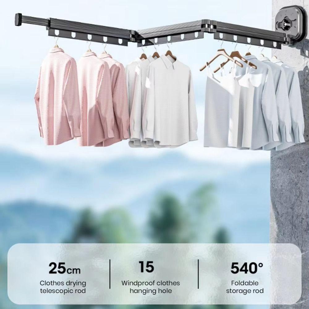 Wall Mounted Retractable Clothes Hanger Large Bearing Capacity Clothing Storage Shelf  Outdoor