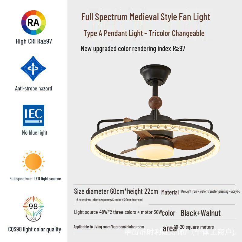 Retro Industrial-Style Ceiling Fan Light for Bedroom or Dining Room