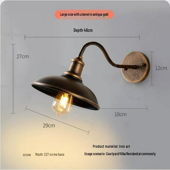 Retro Industrial Outdoor Wall Lamp - Iron Art for Hallway, Corridor, Balcony, or Restaurant