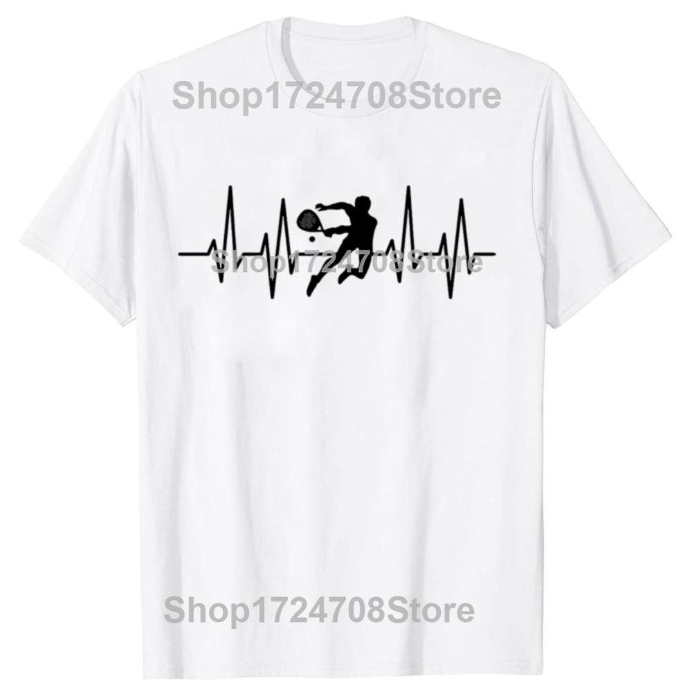 Padel Player Heartbeat Funny Tennis lovers T-shirts Men Women's Fashion Casual Tshirt 100% Cotton Loose Oversized T Shirt