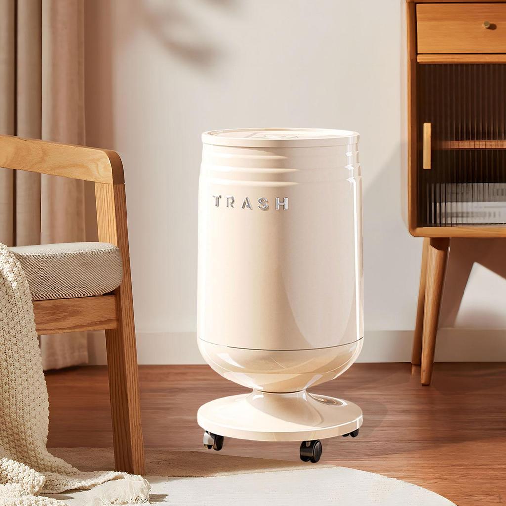 Rolling Trash Can Garbage Container Multipurpose Decorative Waste Basket with Lid for Dorm Kitchen