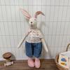 Nordic Handmade Long-Legged Rabbit Doll - Cotton Linen Fabric, Standable, Perfect Birthday Gift Ornament for Kids.
