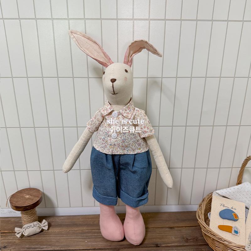 Nordic Handmade Long-Legged Rabbit Doll - Cotton Linen Fabric, Standable, Perfect Birthday Gift Ornament for Kids.