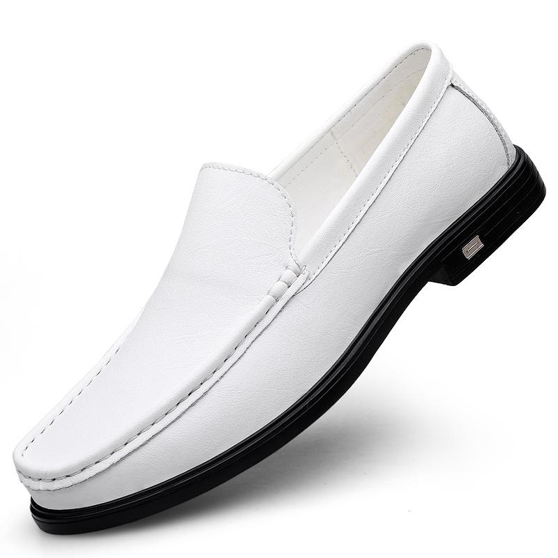 Fashion Genuine Leather Mens Low Heel Loafers Handmade Casual Shoes Soft-Soled Male Driving Shoes New Moccasins Breathable Slip On Flats