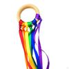98cm Rainbow Ribbon Pram Toy Dancing Ring Hand Colorful with Wooden
