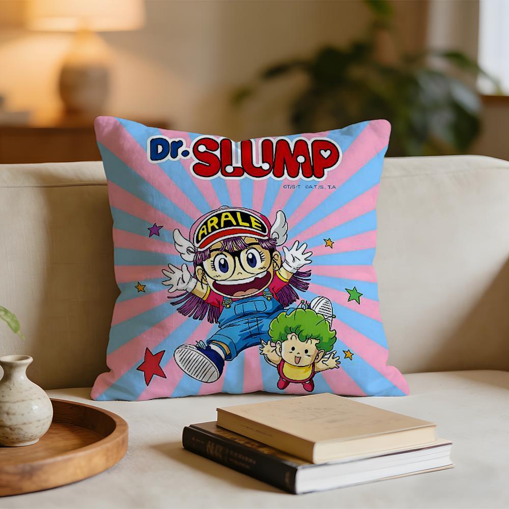 Cartoon Dr SSlump Arale Cushion Cover Short Plush Pillowcase for Bed Sofa Carwashable
